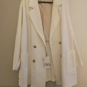 Off white, lined, linen Zara blazer